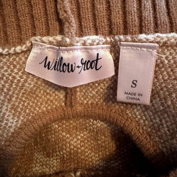 Buckle | Willow & Root Open Back Tie Sweater Brown Print Neutral Size Small BKE - Picture 9 of 11